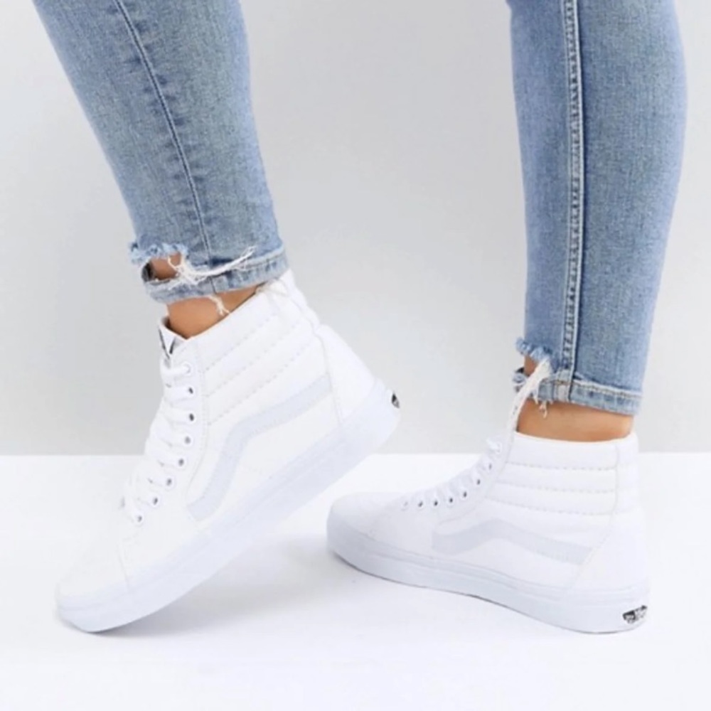 Triple White Hightop Vans
